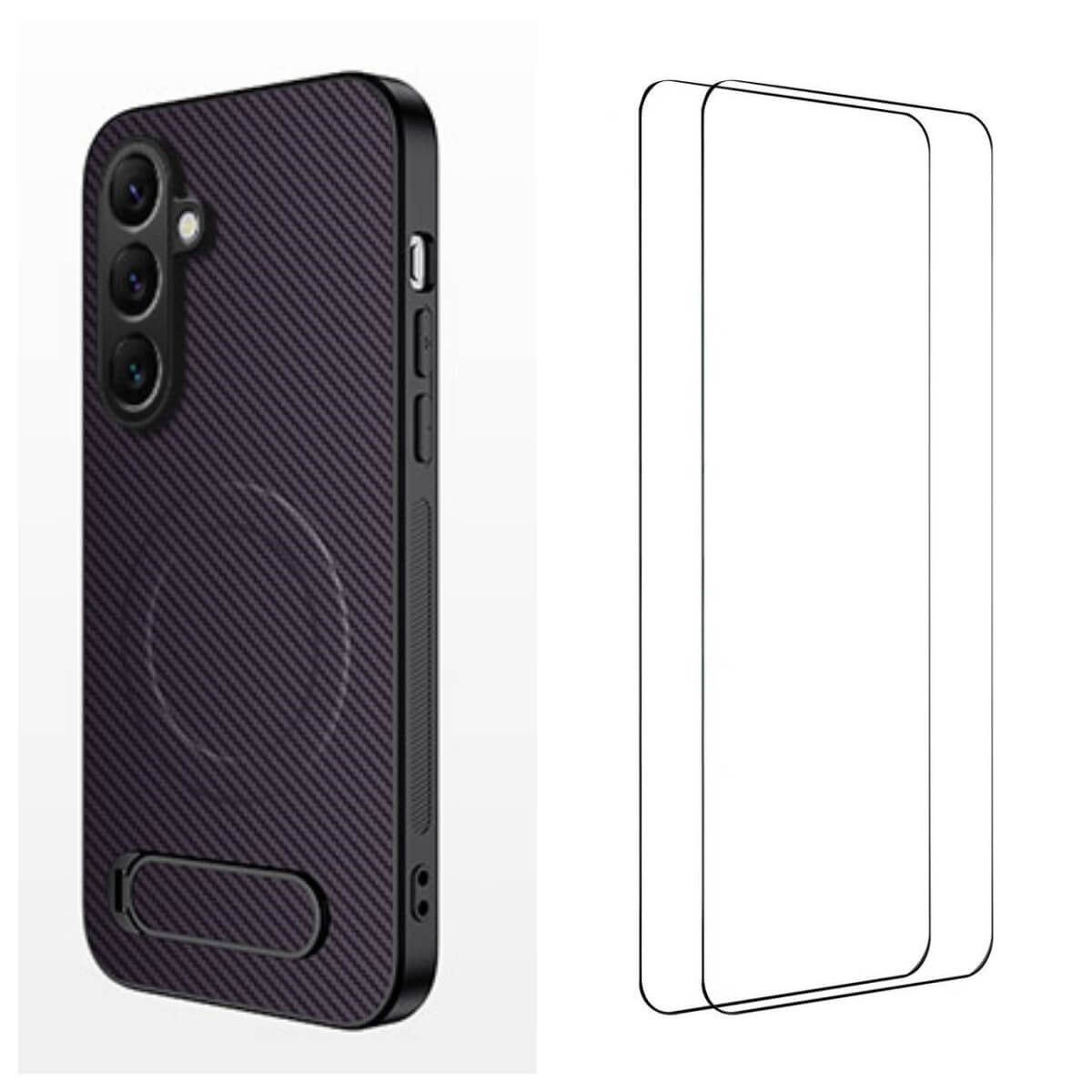 Galaxy A57 - Magnetic Case with Kickstand & 2 Tempered Glass Screen Protectors