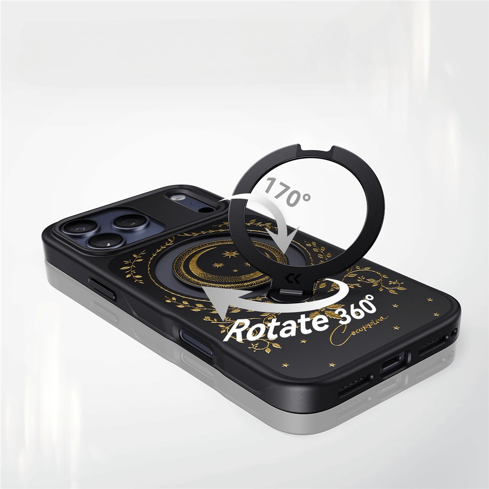 iPhone 18 Pro Max / iPhone 17 Pro Max – Magnetische Design Hülle Moon mit 360° Standring