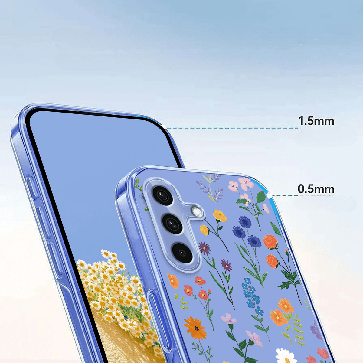 Galaxy A27 - Silikon Gummi Hülle Blumen