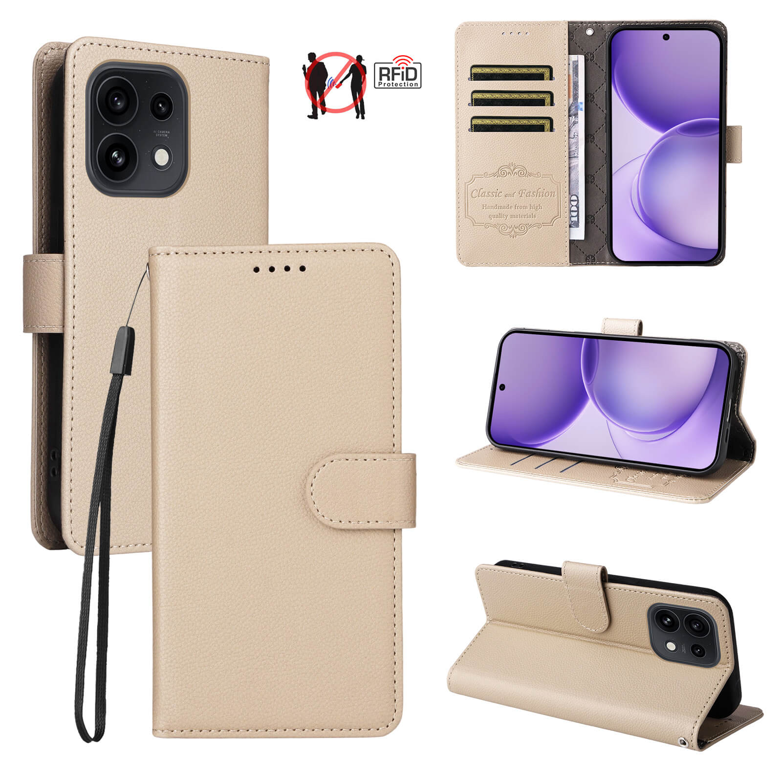 OPPO Reno16 / Reno16 Pro - Étui aspect cuir avec surface structurée