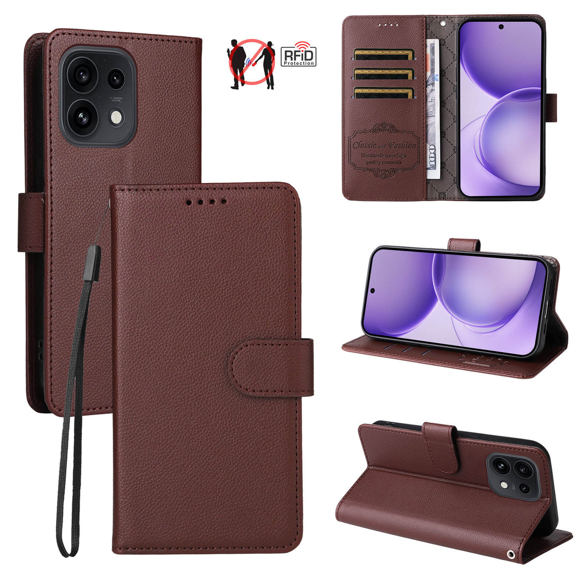 OPPO Reno16 / Reno16 Pro - Étui aspect cuir avec surface structurée