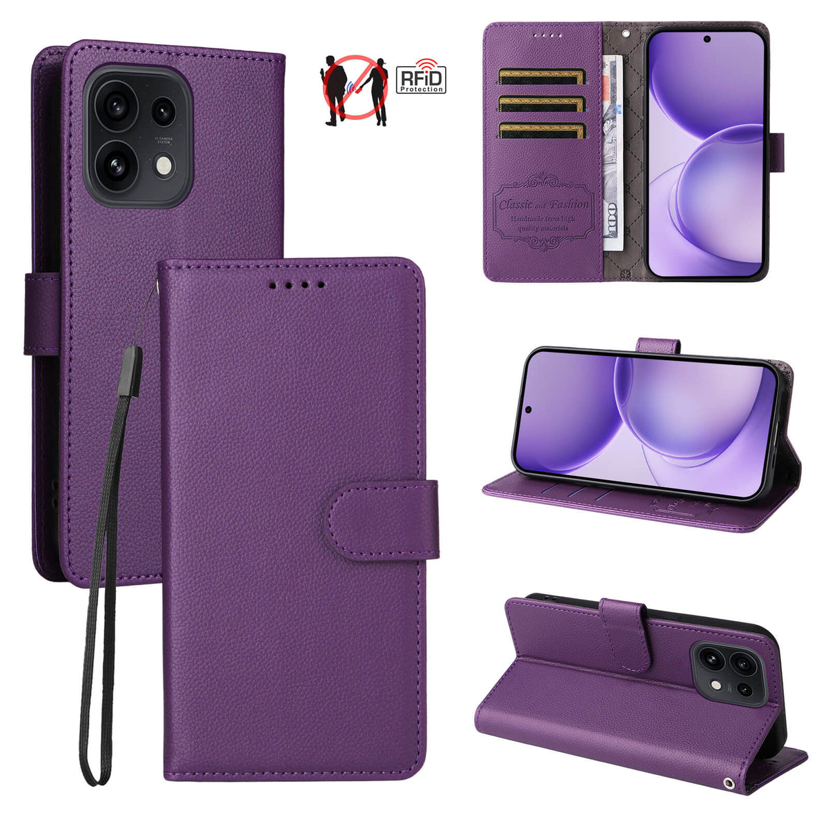 OPPO Reno16 / Reno16 Pro - Étui aspect cuir avec surface structurée