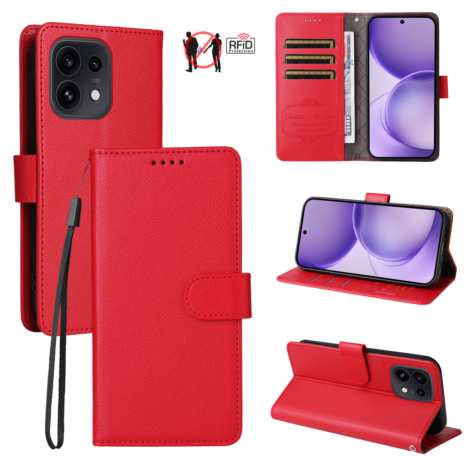 OPPO Reno16 / Reno16 Pro - Étui aspect cuir avec surface structurée