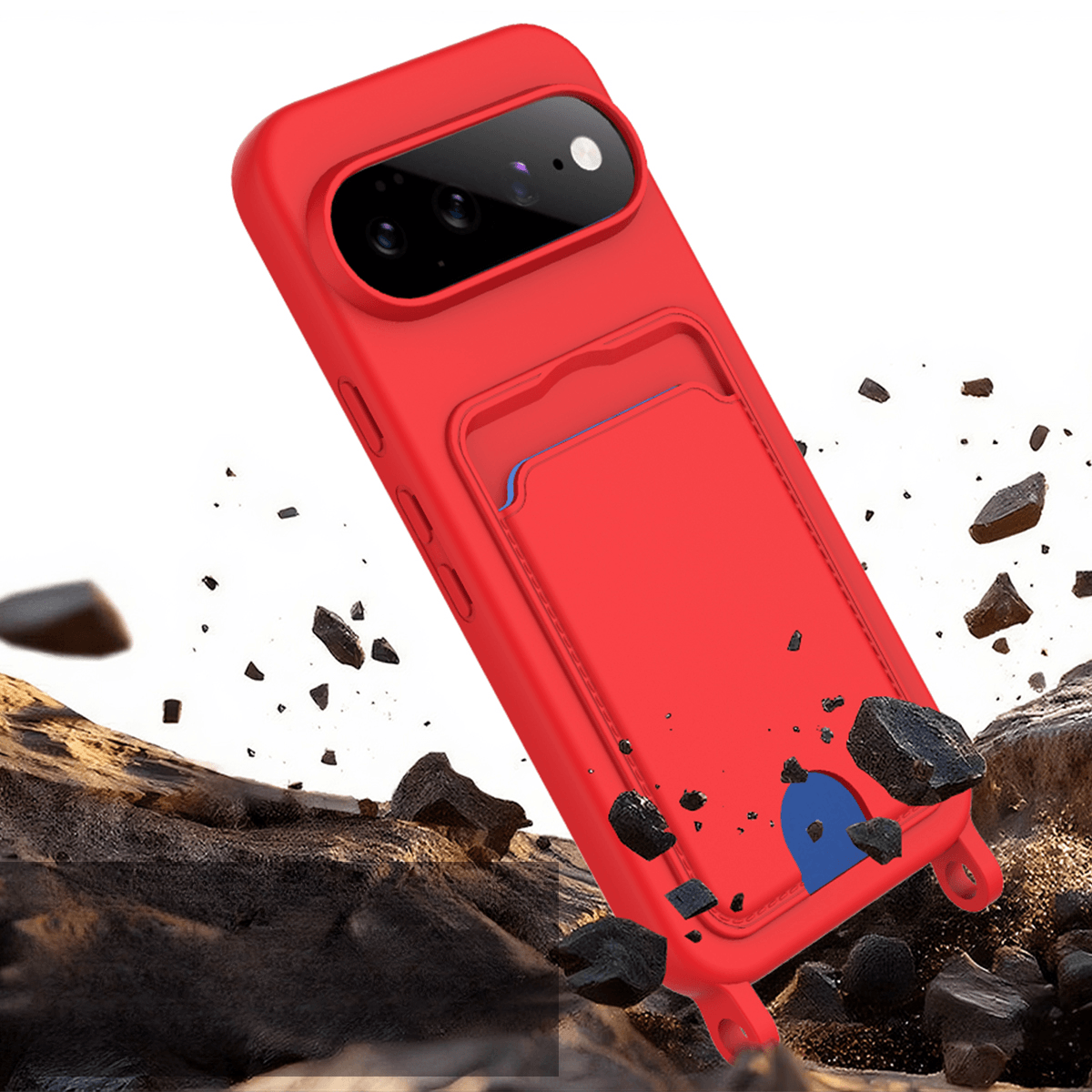 Google Pixel 11 - Custodia in silicone liquido con portacarte e tracolla