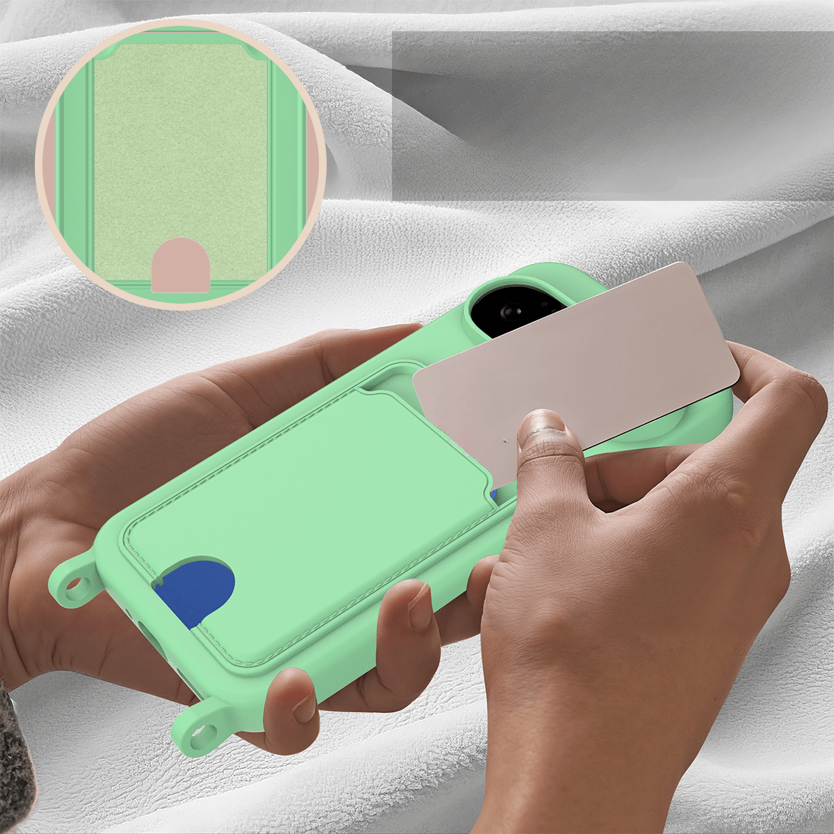 Google Pixel 11 - Custodia in silicone liquido con portacarte e tracolla