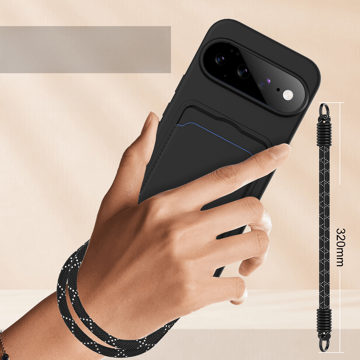 Google Pixel 11 Pro XL - Liquid Silicone Case with Card Holder & crossbody Lanyard