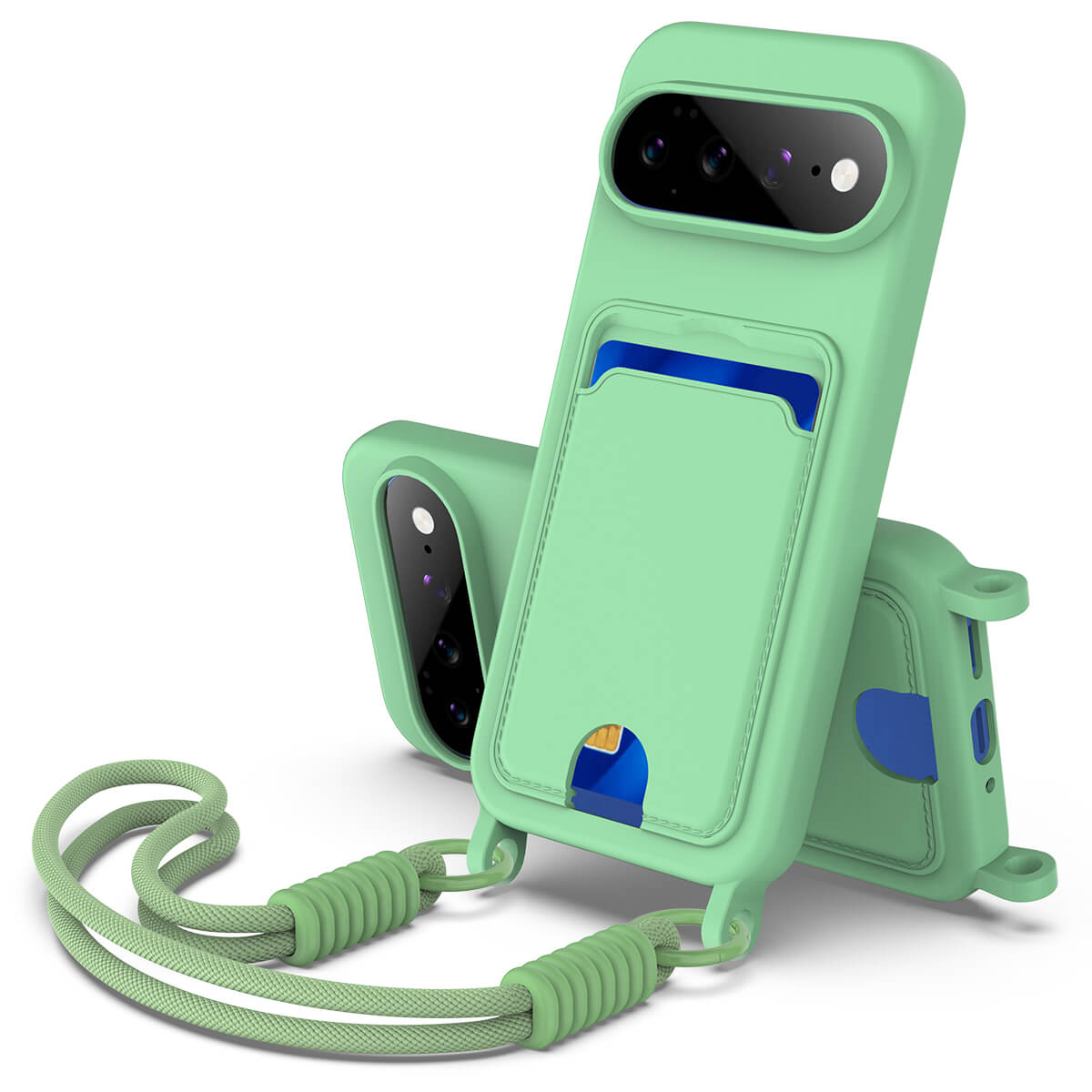 Google Pixel 11 Pro XL - Liquid Silicone Case with Card Holder & crossbody Lanyard
