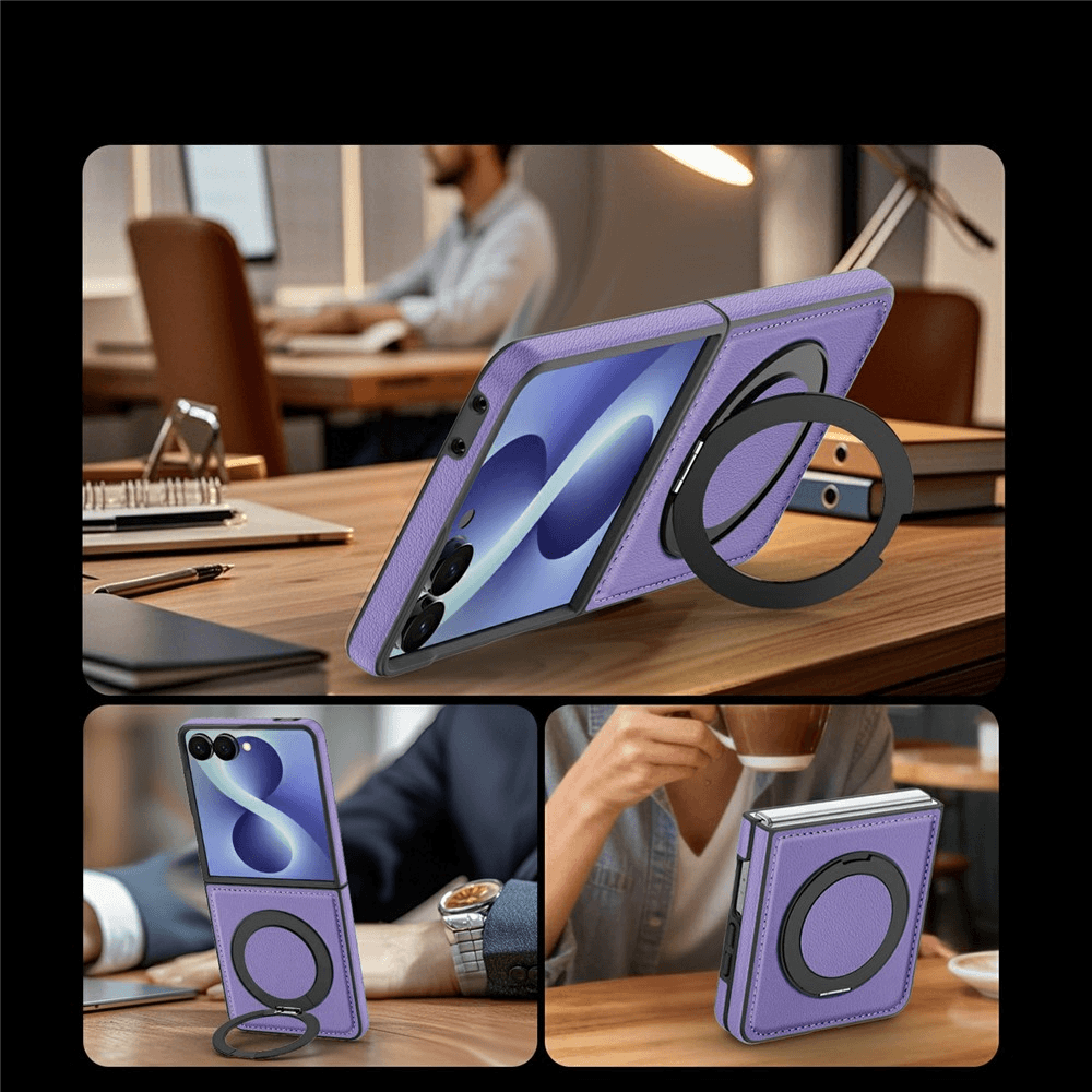 Galaxy Z Flip8 – Kunstleder Hülle mit Magnet und Kickstand