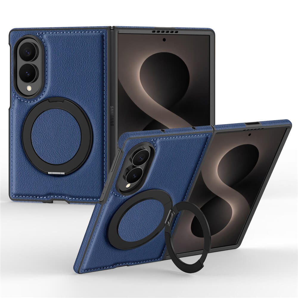 Galaxy Z Fold8 - Cover magnetica in pelle PU con anello supporto a 360°