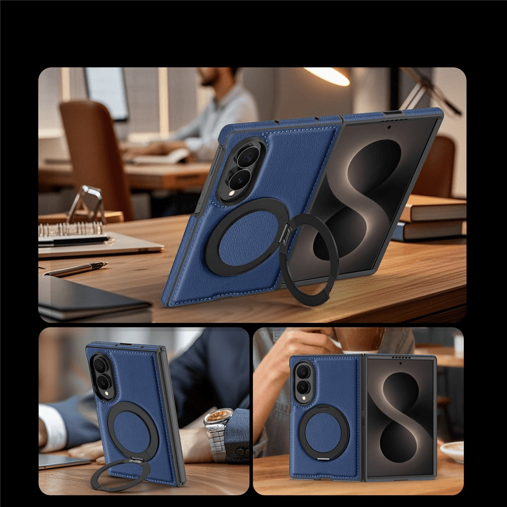 Galaxy Z Fold8 - Cover magnetica in pelle PU con anello supporto a 360°