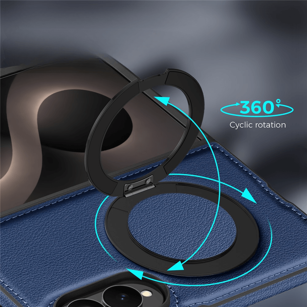 Galaxy Z Fold8 - Cover magnetica in pelle PU con anello supporto a 360°