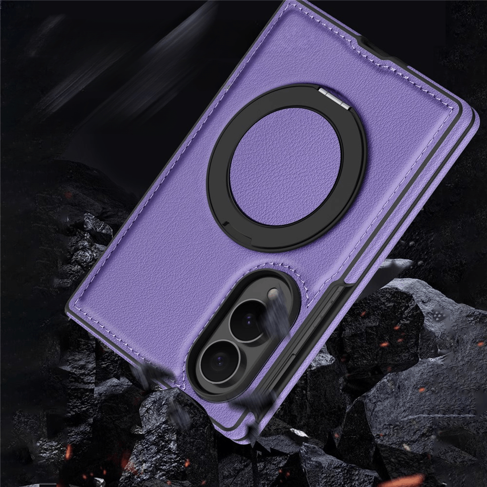 Galaxy Z Fold8 - Cover magnetica in pelle PU con anello supporto a 360°