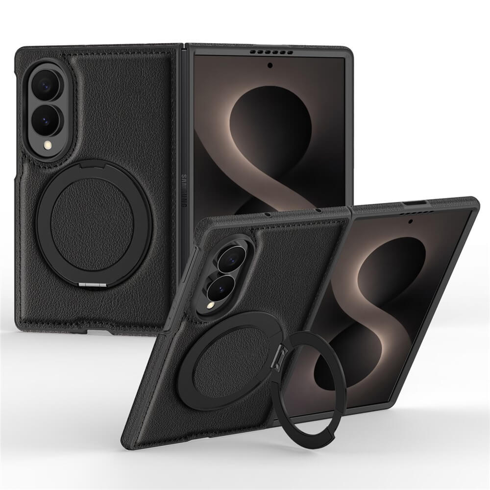 Galaxy Z Fold8 - Cover magnetica in pelle PU con anello supporto a 360°