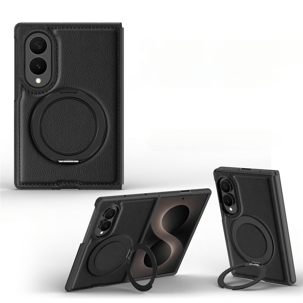 Galaxy Z Fold8 - Cover magnetica in pelle PU con anello supporto a 360°
