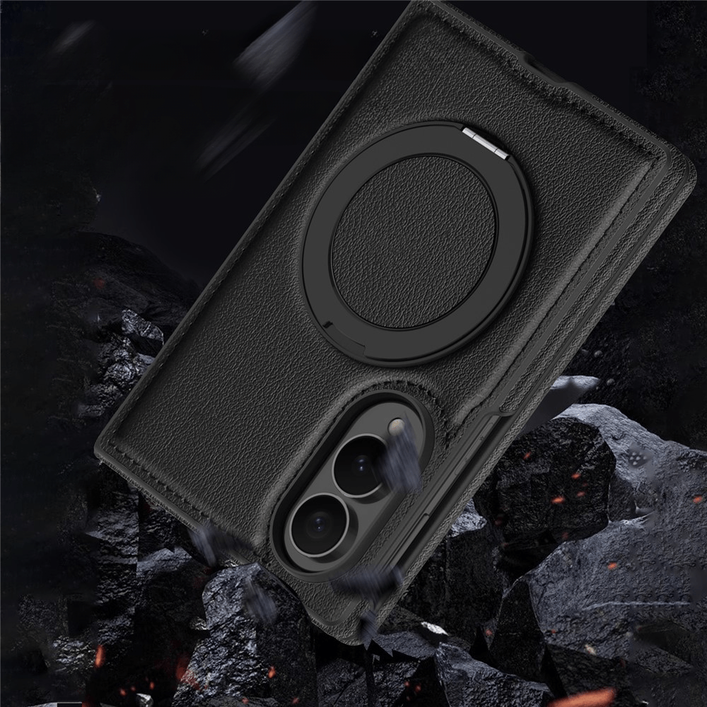 Galaxy Z Fold8 - Cover magnetica in pelle PU con anello supporto a 360°