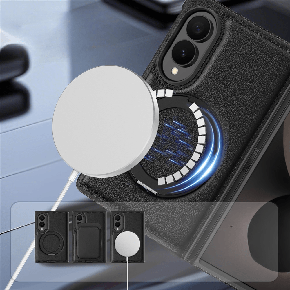 Galaxy Z Fold8 - Cover magnetica in pelle PU con anello supporto a 360°