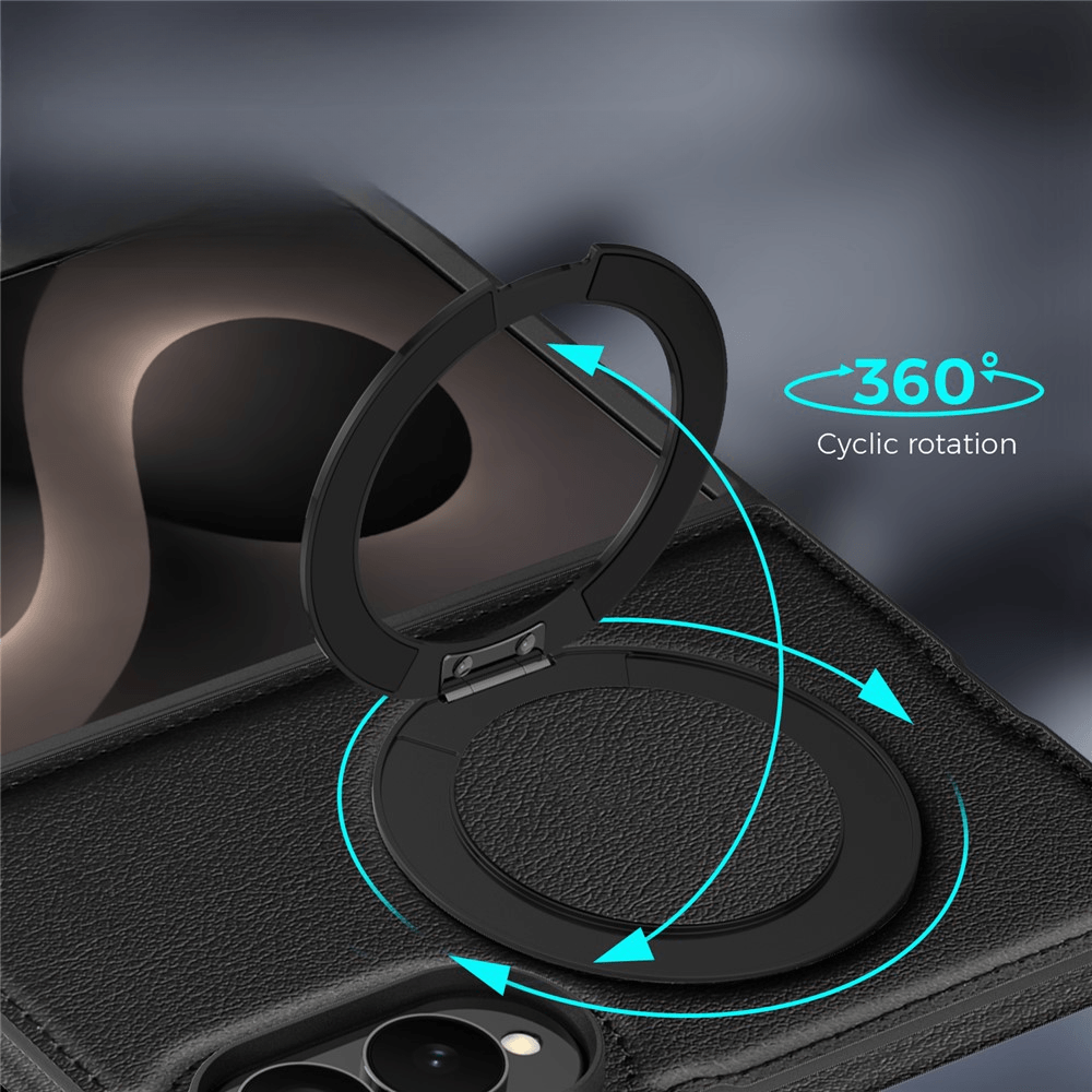 Galaxy Z Fold8 - Cover magnetica in pelle PU con anello supporto a 360°