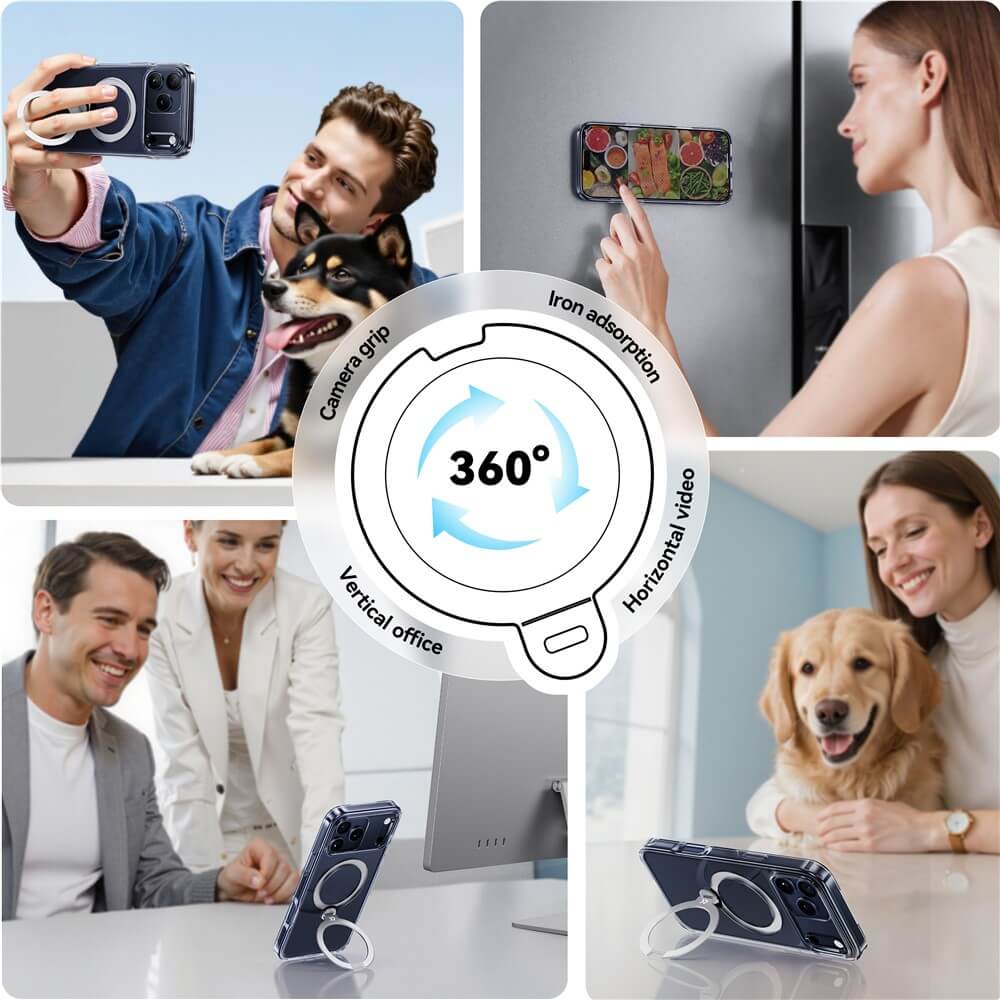 iPhone 18 Pro Max / iPhone 17 Pro Max - Coque Crystal magnétique avec support 360°