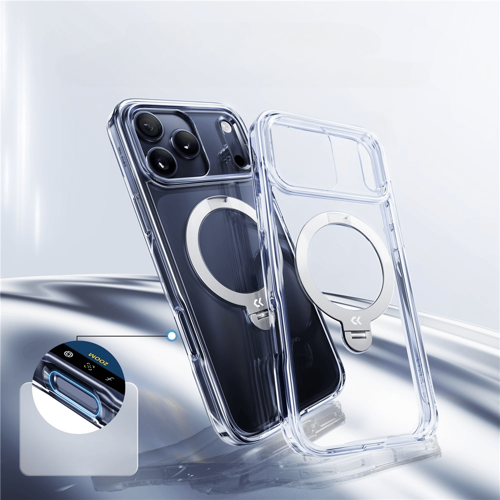iPhone 18 Pro Max / iPhone 17 Pro Max - Coque Crystal magnétique avec support 360°