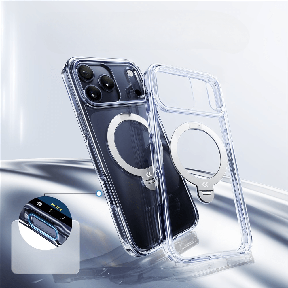 iPhone 18 Pro / iPhone 17 Pro - Coque Crystal magnétique avec support 360°