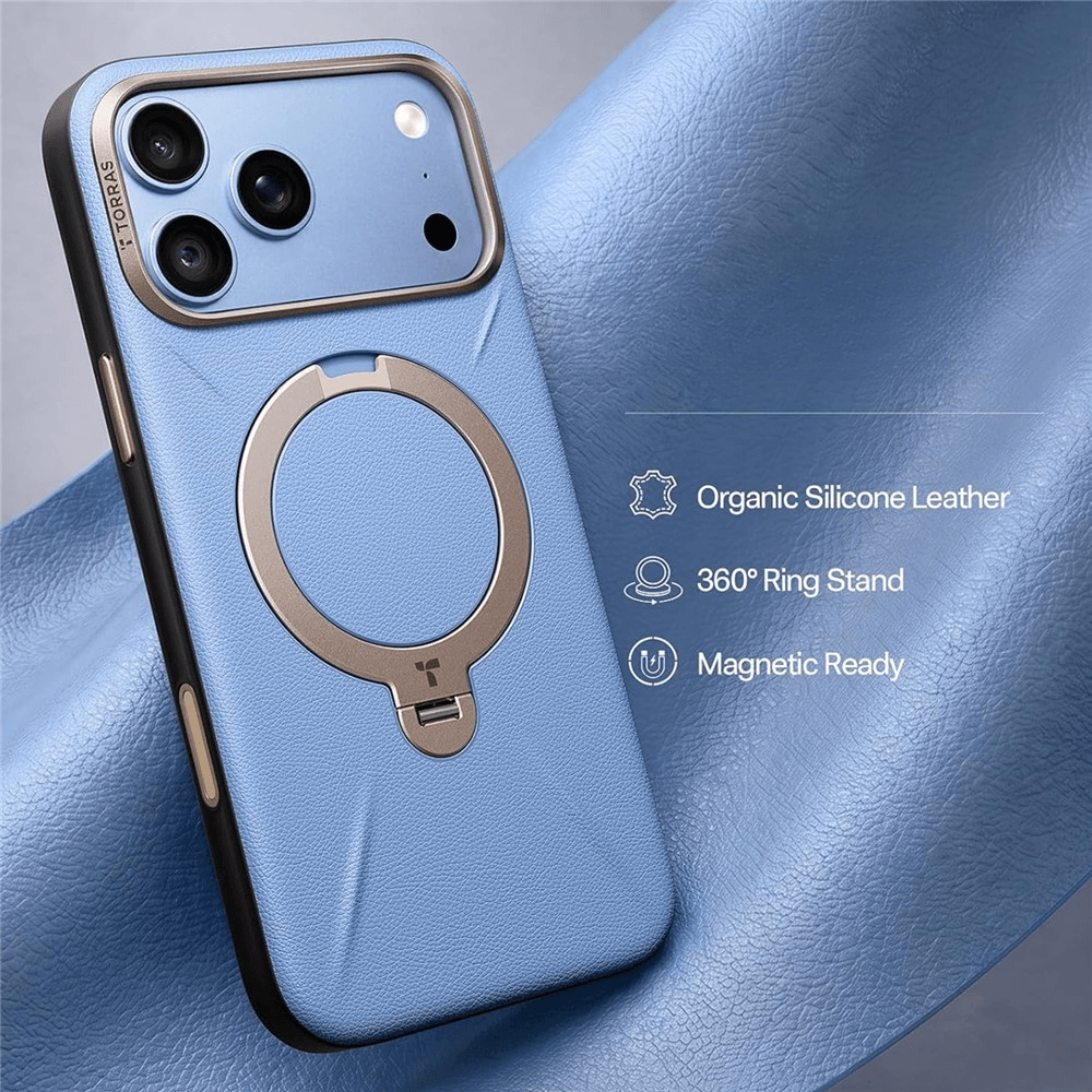 iPhone 18 Pro Max / iPhone 17 Pro Max - TORRAS Ostand Q3 VegSkin Coque MagSafe avec support bleu