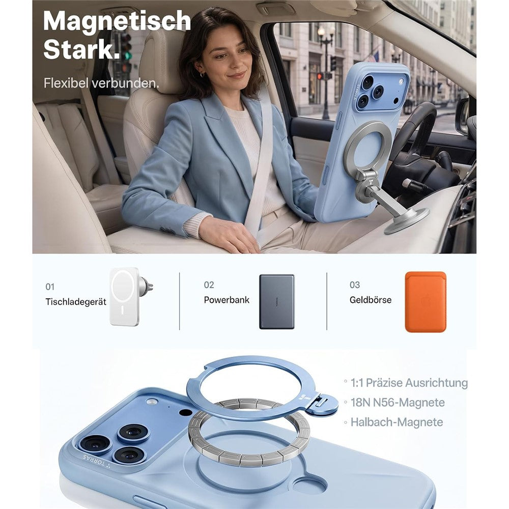 iPhone 18 Pro Max / iPhone 17 Pro Max – TORRAS Ostand Q3 Magnetische Silikonhülle mit 360° Standfunktion