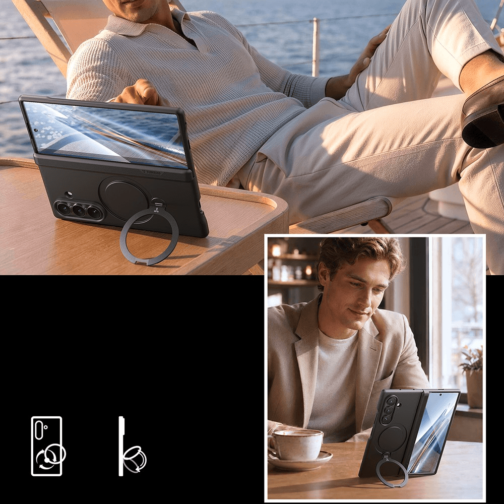 Galaxy Z Fold8 Ultra – TORRAS Ostand Q3 Spin Premium Hülle mit Magnetring & Panzerglas