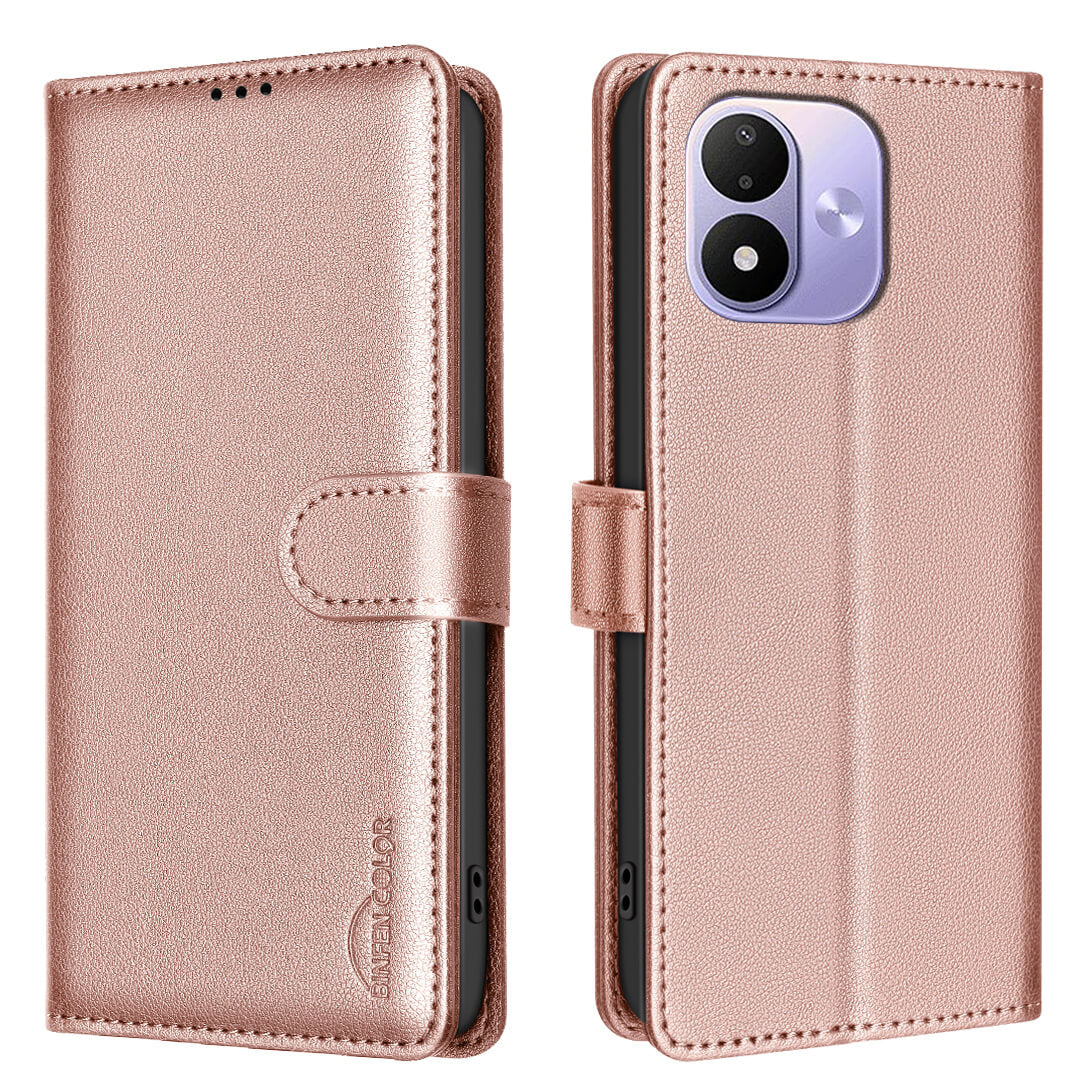 Xiaomi Redmi Note 17 Pro  - BINFEN Leder Etui Hülle mit RFID Blocker – Rosa