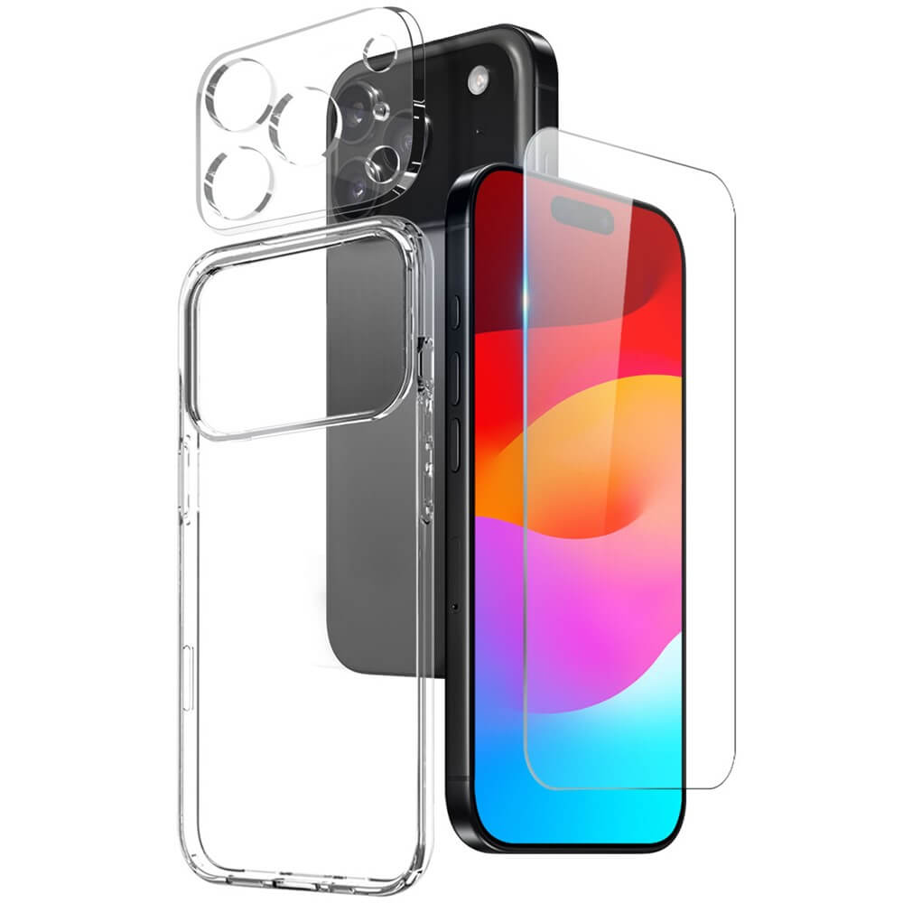 iPhone 18 Pro - NORTHJO 3-in-1 Set TPU Case + Screen & Camera Tempered Glass