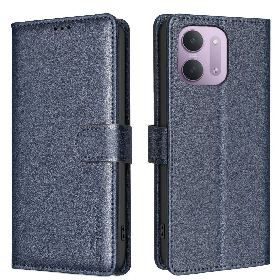 Xiaomi Redmi 17C - BINFEN Leder Etui Hülle mit RFID Blocker – Blau