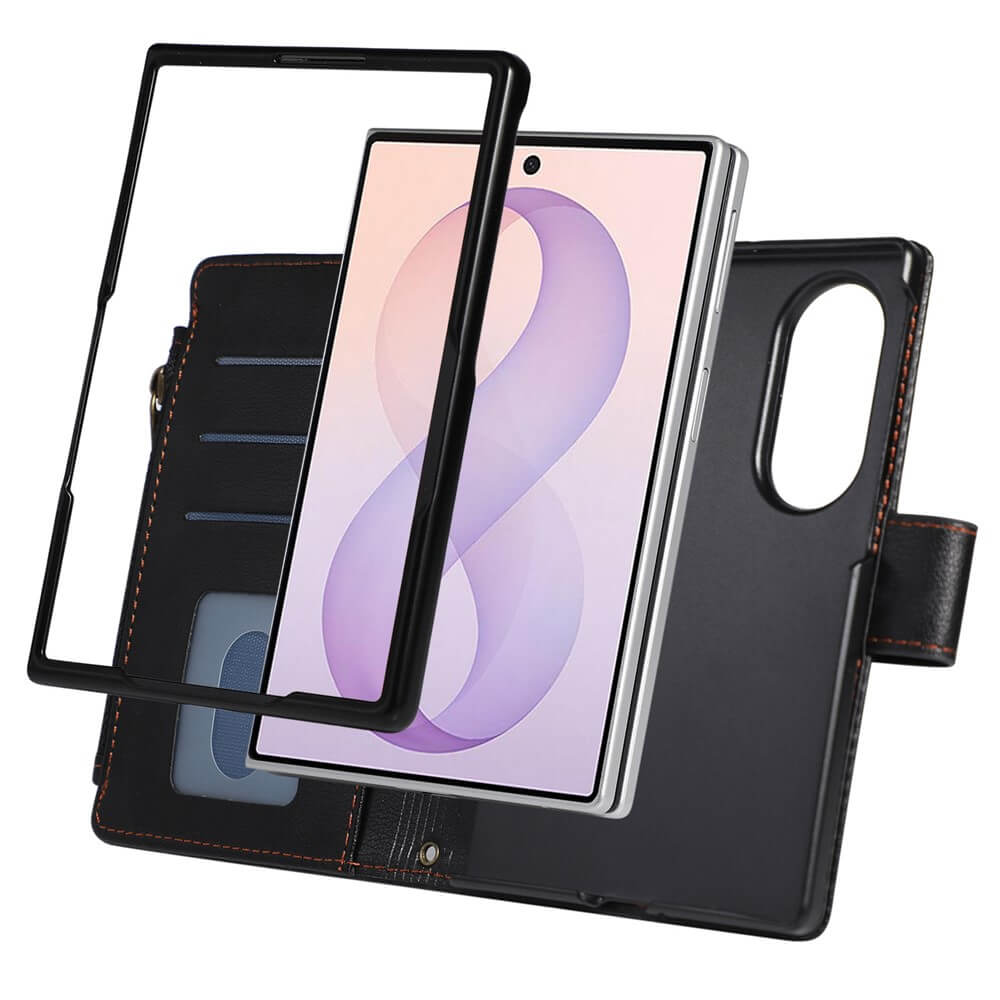 Galaxy Z Fold8 – Leather Wallet Case with Shoulder & Wrist Strap