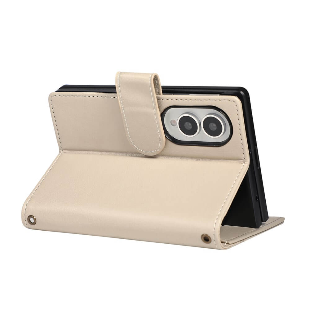 Galaxy Z Fold8 – Leather Wallet Case with Shoulder & Wrist Strap