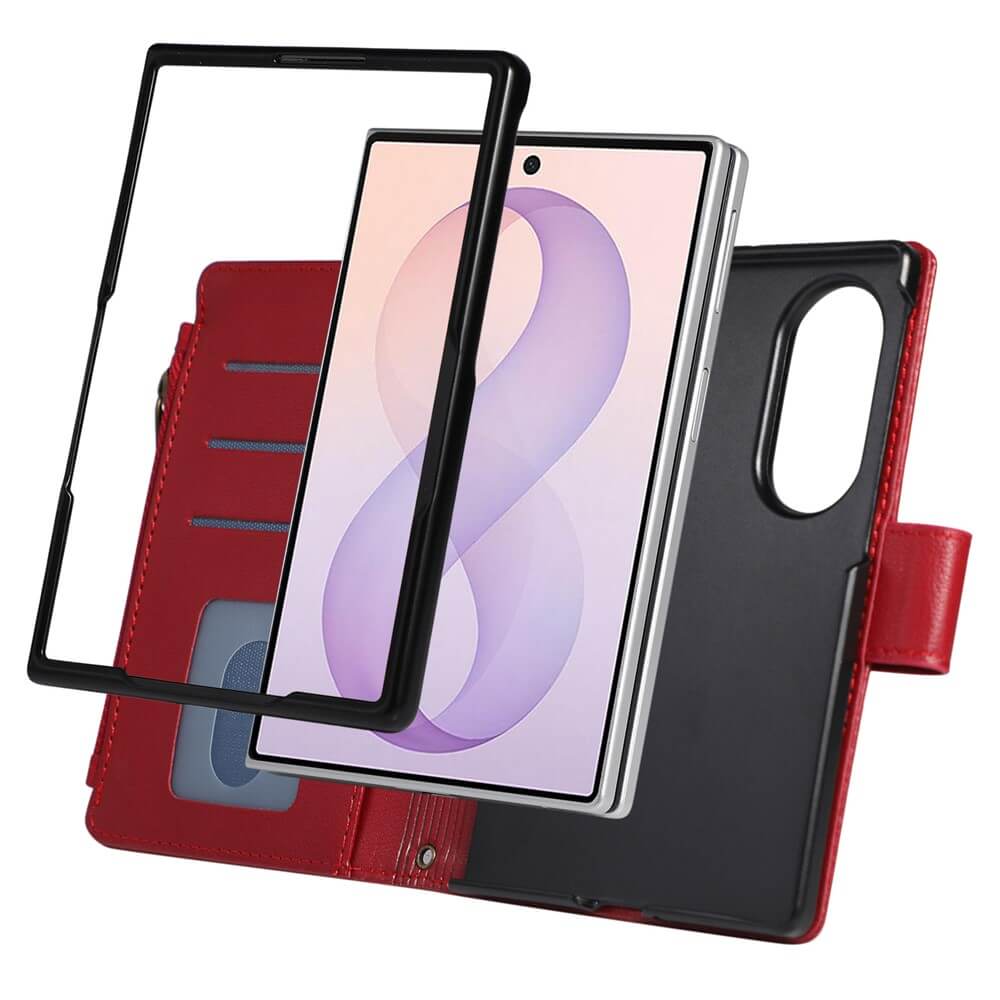 Galaxy Z Fold8 – Leather Wallet Case with Shoulder & Wrist Strap