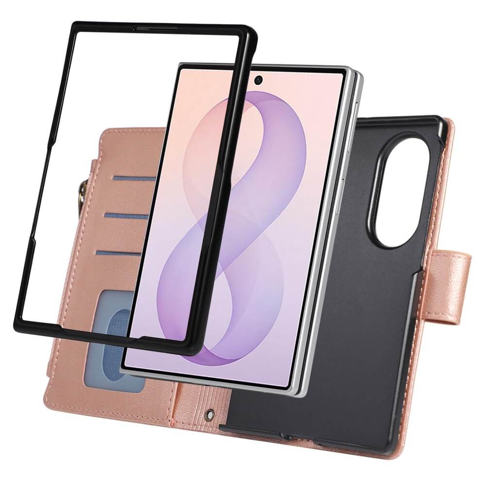Galaxy Z Fold8 – Leather Wallet Case with Shoulder & Wrist Strap