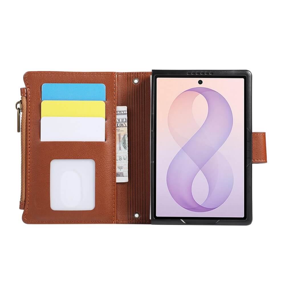 Galaxy Z Fold8 – Leather Wallet Case with Shoulder & Wrist Strap