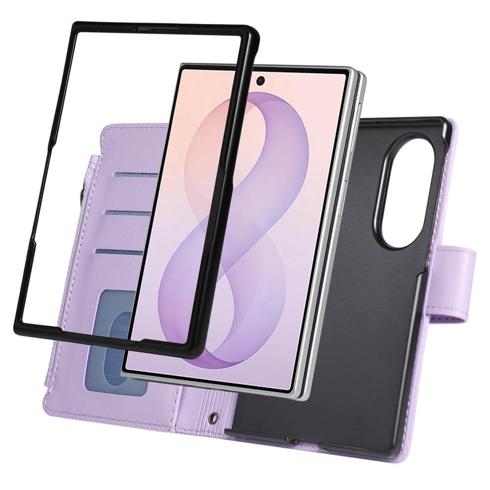 Galaxy Z Fold8 – Leather Wallet Case with Shoulder & Wrist Strap