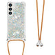 glitter case with neck strap silver