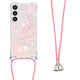 glitter case with neck strap pink