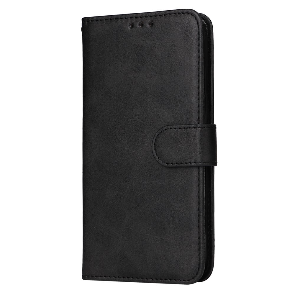 Elegante schwarze Folio-Handyhülle mit magnetischem Verschluss und Lautsprecheröffnungen vorne