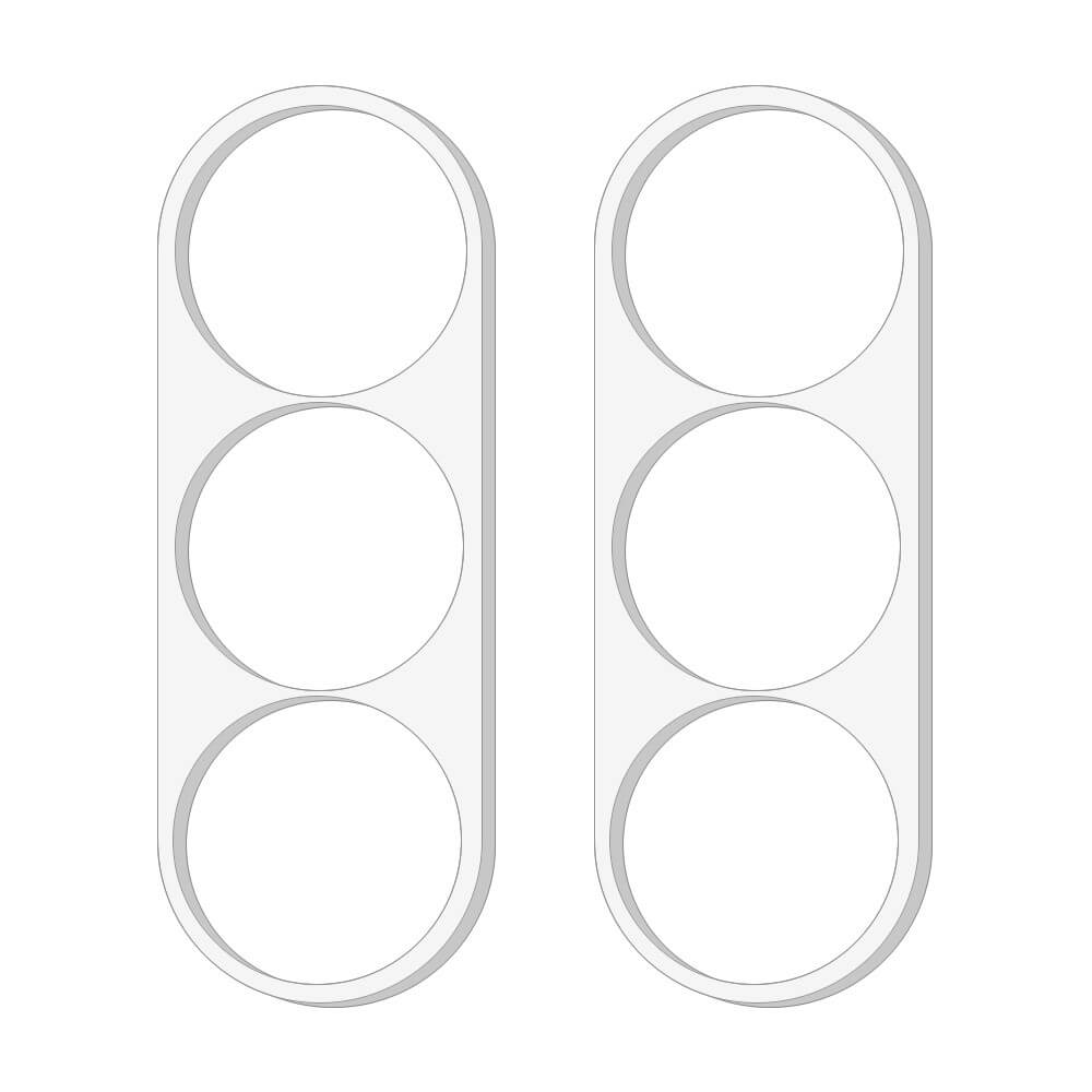 Minimalistische Illustration: zwei vertikale Reihen mit drei leeren grau umrandeten Kreisen - ideal für die Darstellung der Galaxy Z Fold7 - 2 Stk. von Cover-Discount. Schutzglas Kamera.