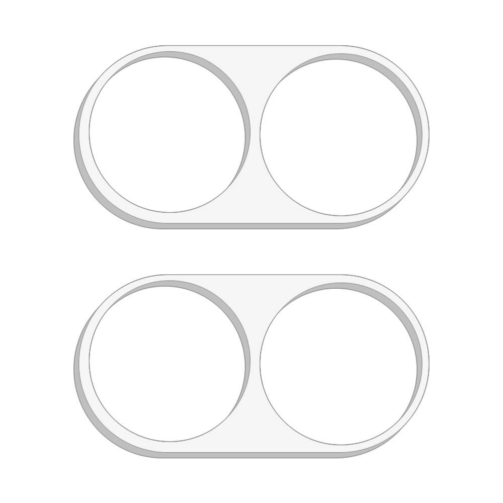 Zwei weiße ovale Schlitze, hier gestapelt und ausgerichtet, sind perfekt für die Montage der Cover-Discount Galaxy Z Flip7 - 2 Stk. Schutzglas Kamera auf Ihr Galaxy Z Flip7.