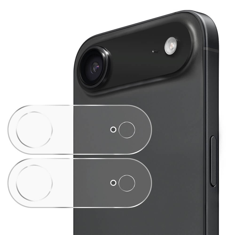 Eine Nahaufnahme eines iPhone 17 Air mit zwei Schutzgläsern von Cover-Discount Schutzglas Kamera daneben.