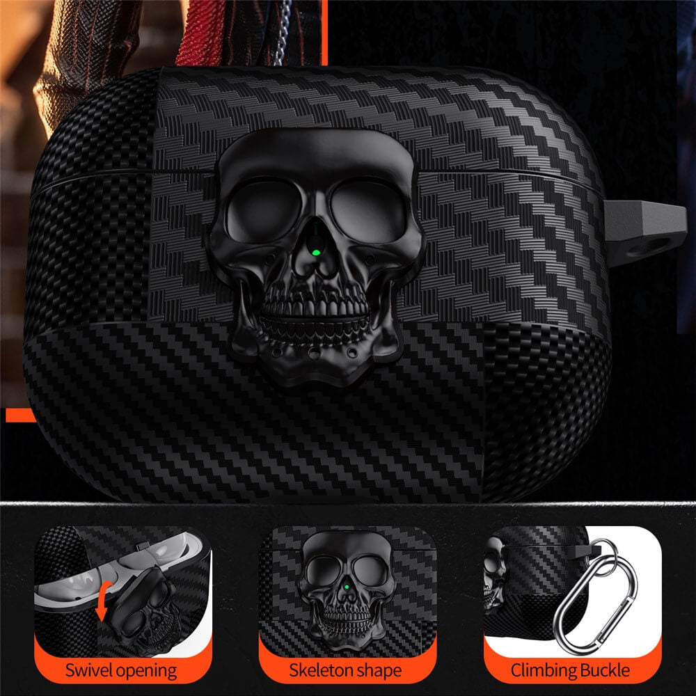AirPods 4 - Skull Case with Carabiner