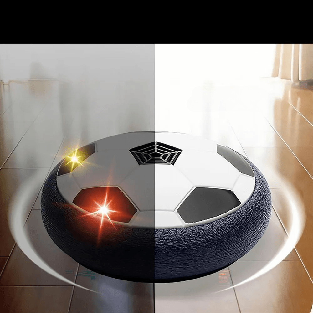 Der Cover-Discount Hover Fußball mit LED Licht ist ein elektrischer Air Power Soccer Ball für Kinder, der über den Boden schwebt und in Rot und Gelb leuchtet - das ideale Indoor-Spielzeug!.