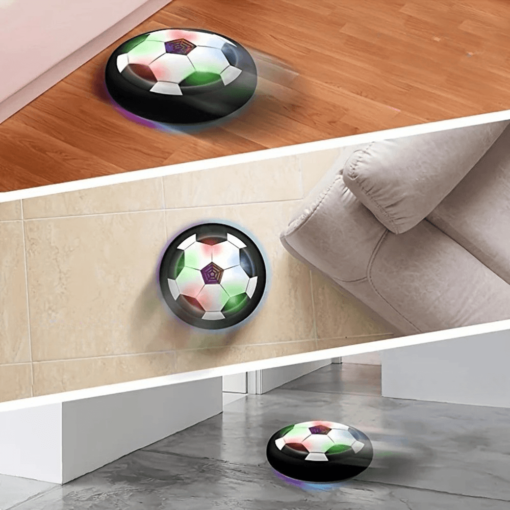Der Cover-Discount Hover Fußball mit LED Licht - Elektrischer Air Power Soccer Ball für Kinder gleitet dank Air-Power-Technologie leicht über Holz, Fliesen und Beton und ist das perfekte Indoor-Spielzeug für spannende Matches zu Hause.