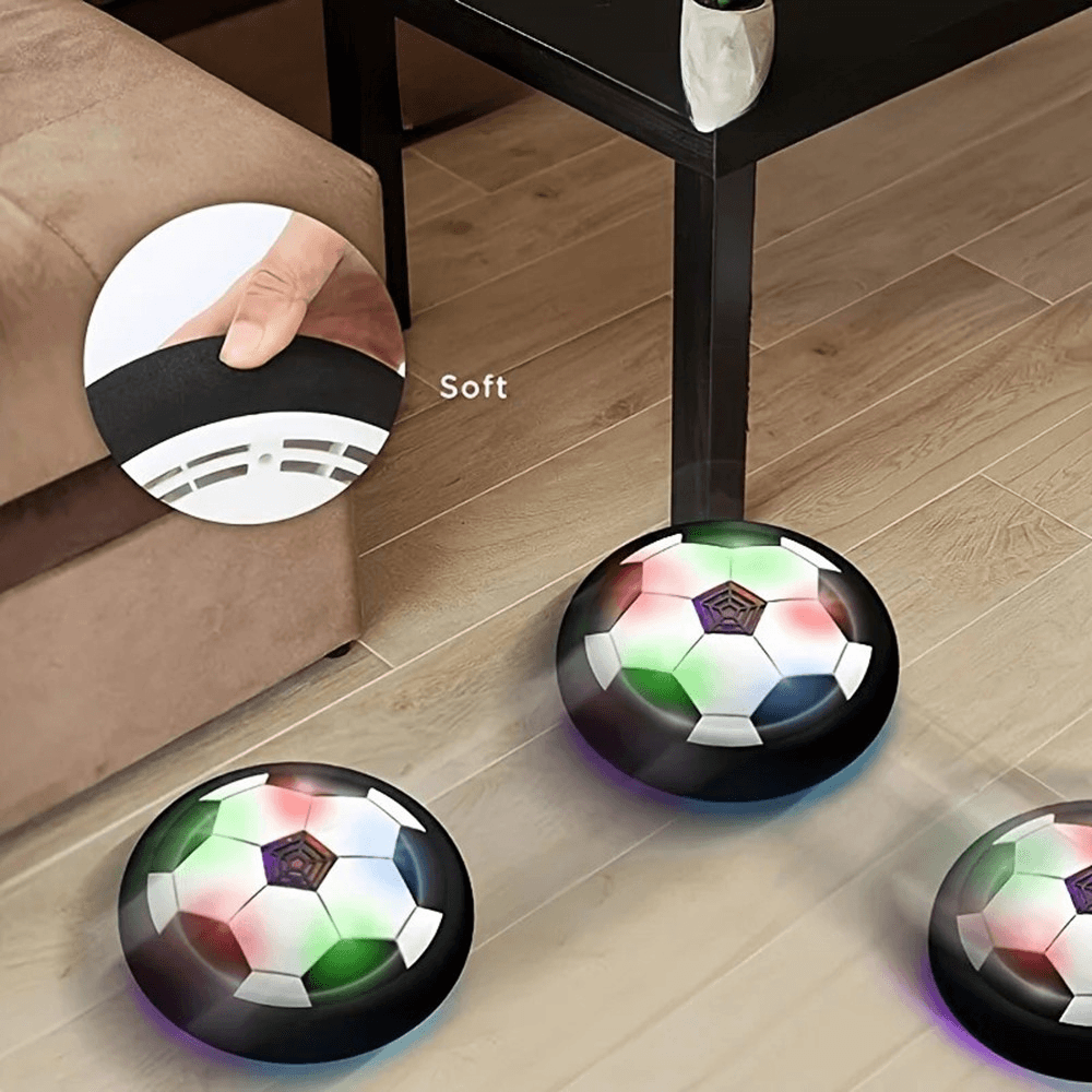 Der Cover-Discount Hover Fußball mit LED Licht - Elektrischer Air Power Soccer Ball für Kinder gleitet dank Air-Power-Technologie sanft über den Boden und ist ein ideales Indoor-Spielzeug mit sicheren, weichen Rändern.