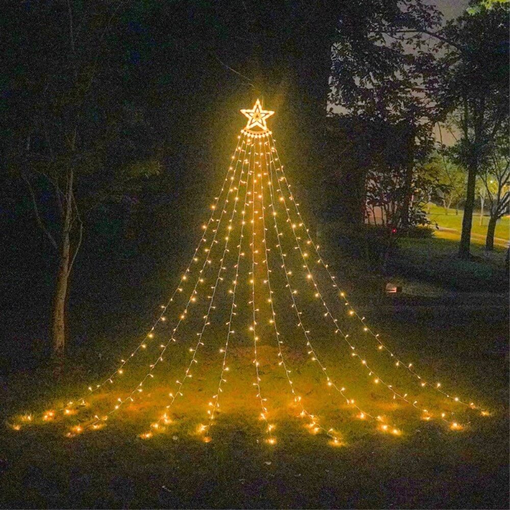 Christmas tree star LED light chain with 9 strands, 3.5m