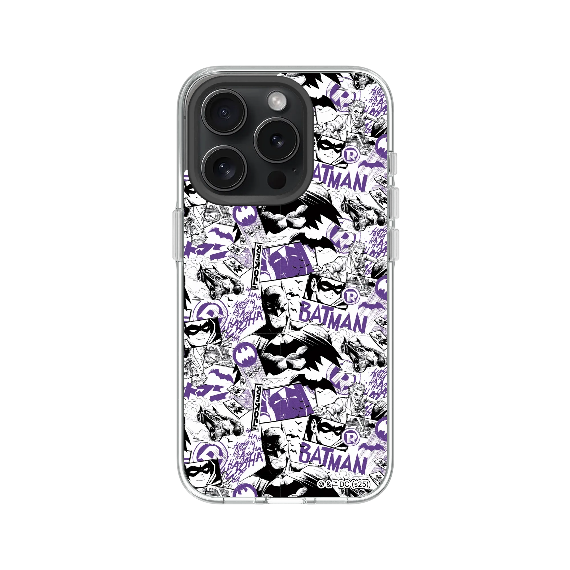 iPhone 15 Pro - Custodia RhinoShield Clear – DC Batman Comic Collage Edition