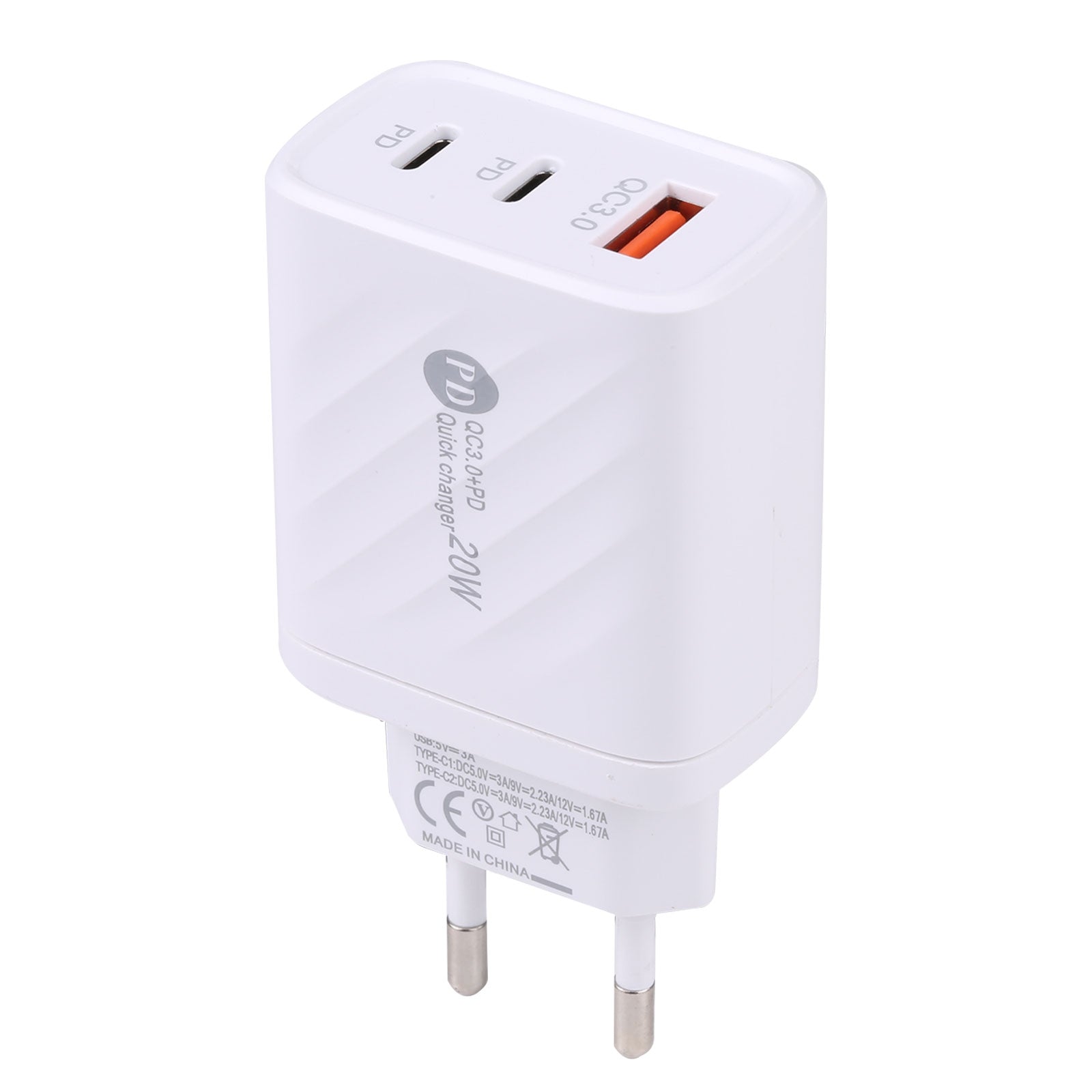 Charger 2x USB-C 1x UBS-A white