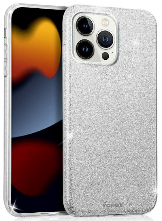 iPhone 14 Pro - Fonex Glitter silicone case silver